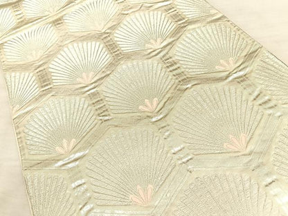 平和屋着物◎六通柄袋帯　唐織　亀甲松葉文　銀糸　正絹　逸品　BAAW7134qw