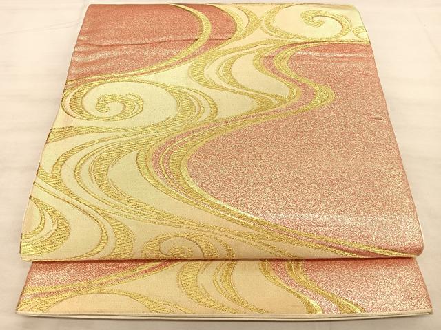 平和屋着物◎六通柄袋帯　光琳水　金糸　正絹　逸品　BAAW7139qw