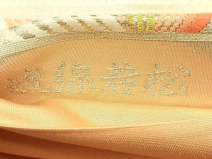 平和屋着物◎六通柄袋帯　唐織　流線若松　金銀糸　正絹　逸品　BAAW7145qw