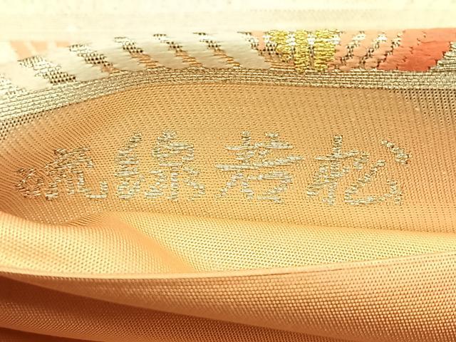 平和屋着物◎六通柄袋帯　唐織　流線若松　金銀糸　正絹　逸品　BAAW7145qw