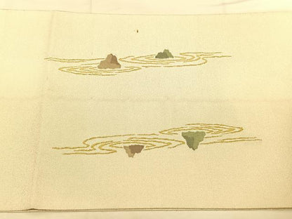 平和屋着物◎太鼓柄袋帯　綴れ　龍安寿石庭　金糸　正絹　逸品　BAAW7146qw
