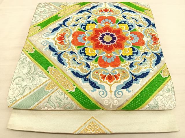 平和屋着物◎六通柄袋帯　唐織　宝相華　金銀糸　正絹　逸品　BAAW7150qw