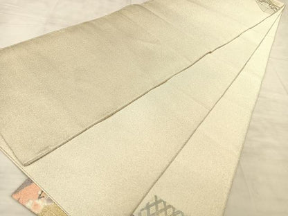 平和屋着物◎太鼓柄袋帯　綴れ　屏風花鳥文　金銀彩　正絹　逸品　BAAW7153qw