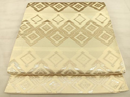 平和屋着物◎六通柄袋帯　松皮菱　銀糸　正絹　逸品　BAAW7159qw
