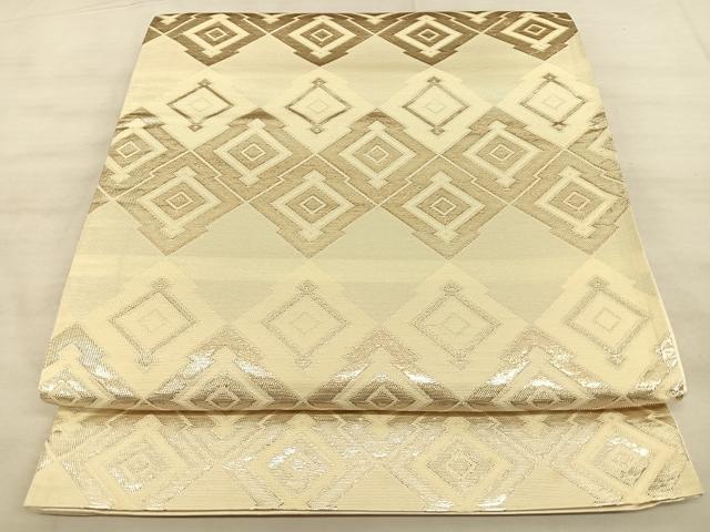 平和屋着物◎六通柄袋帯　松皮菱　銀糸　正絹　逸品　BAAW7159qw