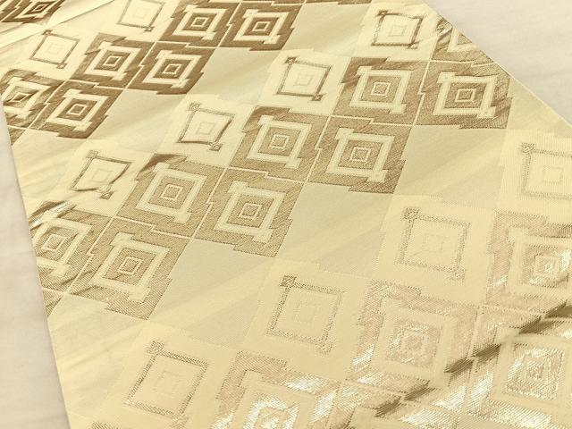平和屋着物◎六通柄袋帯　松皮菱　銀糸　正絹　逸品　BAAW7159qw