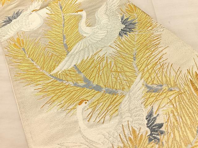 平和屋着物◎六通柄袋帯　唐織　松皮菱文　金銀糸　正絹　逸品　BAAW7160qw