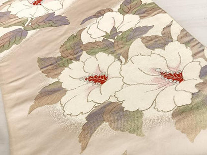 平和屋着物◎六通柄袋帯　唐織　牡丹　銀糸　正絹　逸品　BAAW7161qw