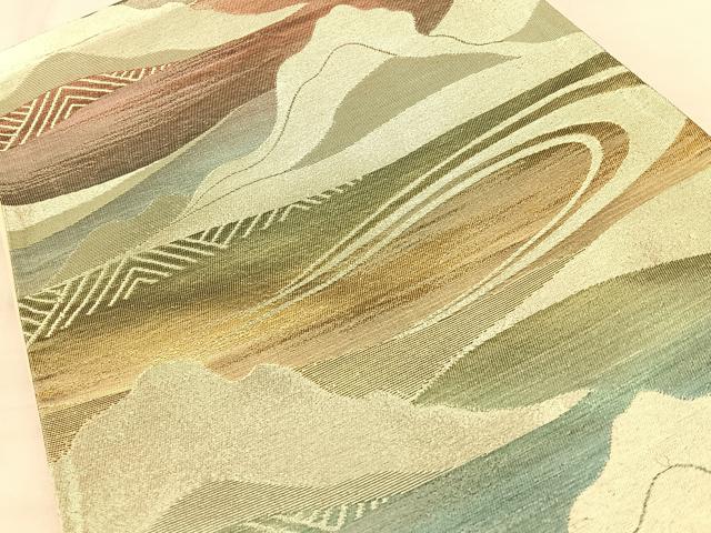平和屋着物◎六通柄袋帯　遠山霞文　金糸　正絹　逸品　BAAW7177qw