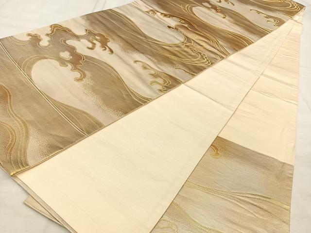 平和屋着物◎六通柄　京袋帯　立波文　金糸　正絹　逸品　BAAW7185qw