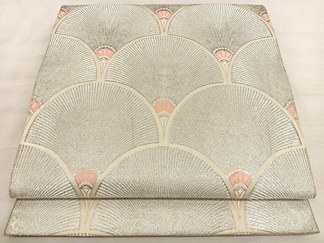 平和屋着物◎六通柄袋帯　唐織　青海波　銀糸　正絹　逸品　BAAW7191qw
