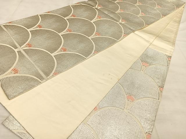 平和屋着物◎六通柄袋帯　唐織　青海波　銀糸　正絹　逸品　BAAW7191qw