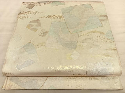 平和屋着物◎六通柄袋帯　色紙文　金銀糸　正絹　逸品　BAAW7198qw