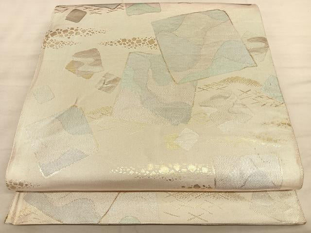 平和屋着物◎六通柄袋帯　色紙文　金銀糸　正絹　逸品　BAAW7198qw