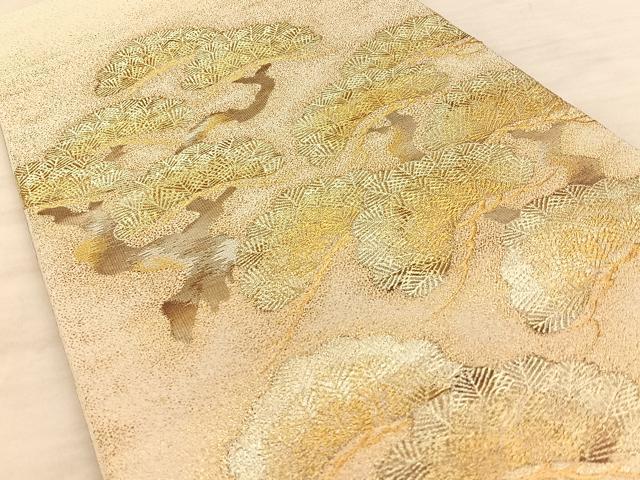 平和屋着物◎太鼓柄袋帯　唐織　綴れ　枝松文　金糸　正絹　逸品　BAAW7206qw