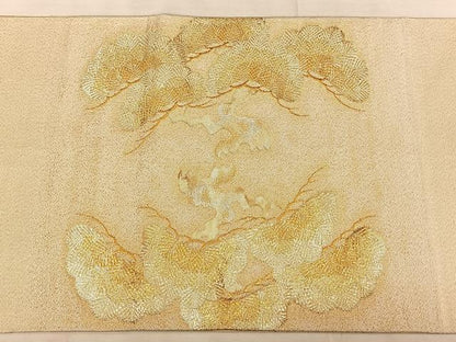 平和屋着物◎太鼓柄袋帯　唐織　綴れ　枝松文　金糸　正絹　逸品　BAAW7206qw