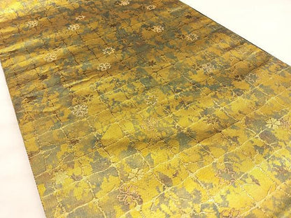 平和屋着物◎西陣 服部織物謹製 六通柄袋帯 市松花文 金糸 引箔 正絹 逸品 BAAW7207qw