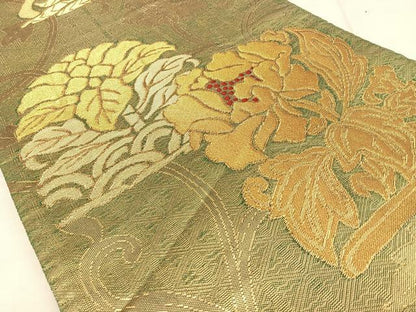 平和屋着物◎佐賀錦 六通柄袋帯 唐織 花兎 金糸 正絹 逸品 BAAW7233qw