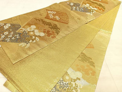 平和屋着物◎佐賀錦 六通柄袋帯 唐織 冊子花文 金糸 正絹 逸品 BAAW7220qw