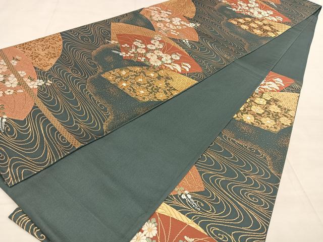 平和屋着物◎六通柄袋帯　唐織　地紙重ね花文　金銀糸　正絹　逸品　BAAW7221qw