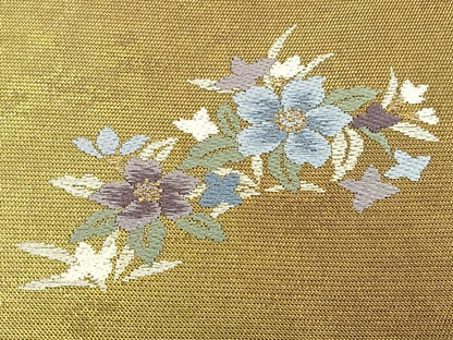 平和屋着物◎全通柄袋帯 唐織 ワンポイント 草花文 金糸 正絹 逸品 BAAW7224qw