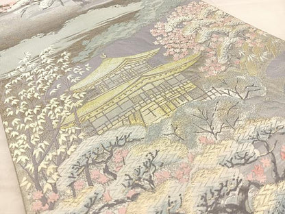 平和屋着物◎六通柄袋帯 唐織 古都名花 金銀糸 正絹 逸品 BAAW7226qw