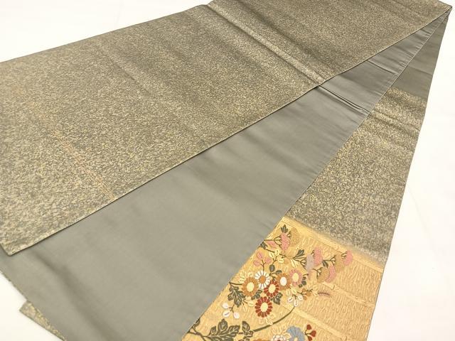 平和屋着物◎太鼓柄袋帯　唐織　籬草花文　金糸　正絹　逸品　BAAW7238qw