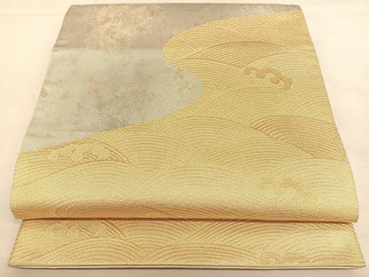 平和屋着物◎六通柄袋帯　立波文　金銀糸　正絹　逸品　BAAW7239qw