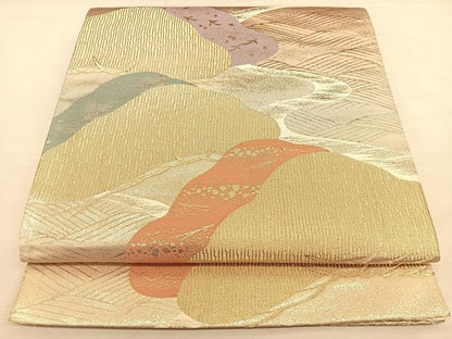 平和屋着物◎六通柄袋帯 浜松文 金銀糸 正絹 逸品 BAAW7247qw