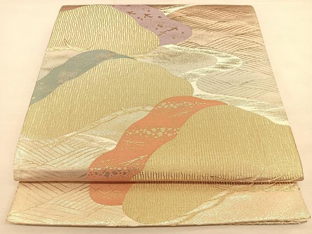 平和屋着物◎六通柄袋帯 浜松文 金銀糸 正絹 逸品 BAAW7247qw