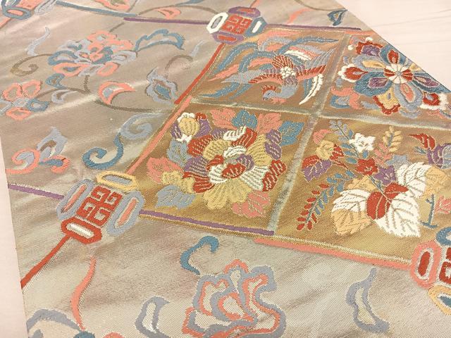 平和屋着物◎六通柄袋帯 唐織 蜀甲唐草文 金銀糸 正絹 逸品 BAAW7249qw