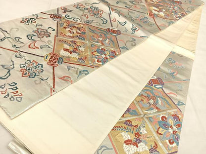 平和屋着物◎六通柄袋帯 唐織 蜀甲唐草文 金銀糸 正絹 逸品 BAAW7249qw