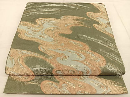平和屋着物◎六通柄袋帯 唐織 霞文 金糸 正絹 逸品 BAAW7250qw