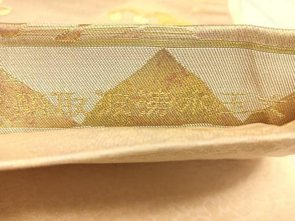 平和屋着物◎六通柄袋帯 鱗取波涛水玉文 金糸 正絹 逸品 BAAW7253qw