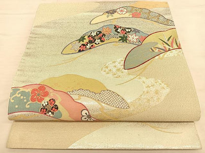 平和屋着物◎六通柄袋帯　唐織　松吉祥文　金銀糸　正絹　逸品　BAAW7257qw