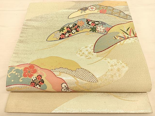 平和屋着物◎六通柄袋帯　唐織　松吉祥文　金銀糸　正絹　逸品　BAAW7257qw