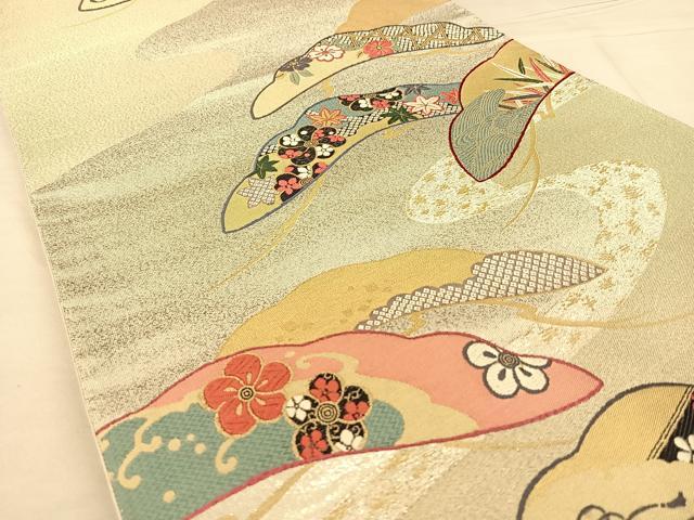 平和屋着物◎六通柄袋帯　唐織　松吉祥文　金銀糸　正絹　逸品　BAAW7257qw