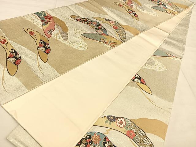 平和屋着物◎六通柄袋帯　唐織　松吉祥文　金銀糸　正絹　逸品　BAAW7257qw