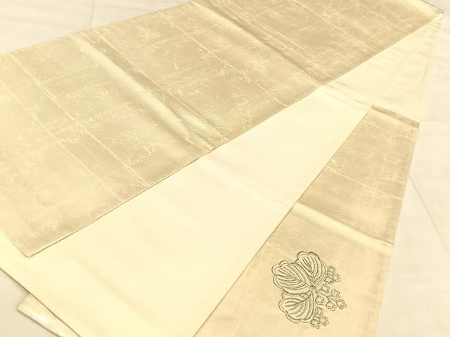 平和屋着物◎太鼓柄袋帯　総刺繍　五三桐　銀糸　引箔　正絹　逸品　BAAW7259qw
