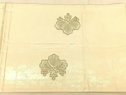 平和屋着物◎太鼓柄袋帯　総刺繍　五三桐　銀糸　引箔　正絹　逸品　BAAW7259qw