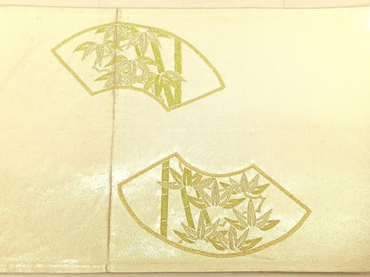 平和屋着物◎太鼓柄袋帯　中国三大刺繍　相良刺繍　地紙花文　金糸　引箔　正絹　逸品　BAAW7261qw