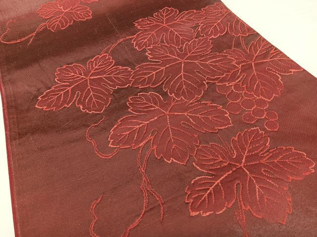 平和屋着物◎六通柄袋帯　唐織　葡萄蔦の葉文　正絹　逸品　BAAW7270qw