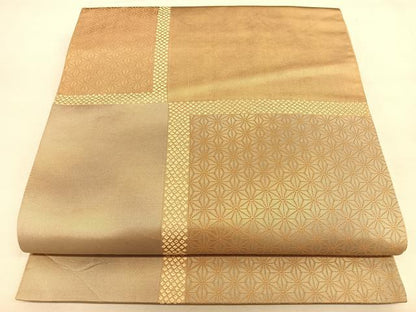 平和屋着物◎六通柄袋帯　唐織　麻の葉間道　正絹　逸品　BAAW7278qw