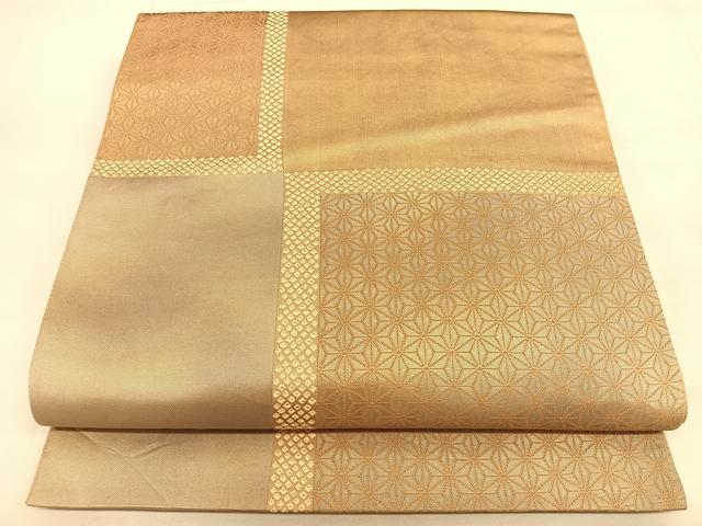 平和屋着物◎六通柄袋帯　唐織　麻の葉間道　正絹　逸品　BAAW7278qw