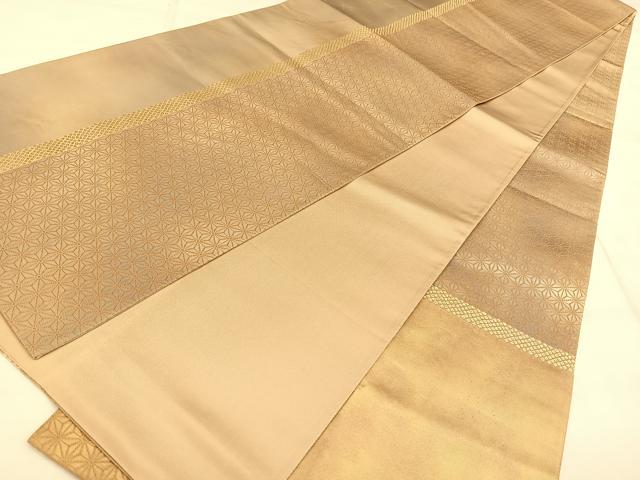 平和屋着物◎六通柄袋帯　唐織　麻の葉間道　正絹　逸品　BAAW7278qw