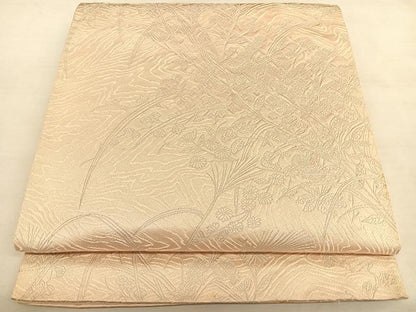 平和屋着物◎六通柄袋帯　唐織　草花文　銀糸　正絹　逸品　BAAW7281qw