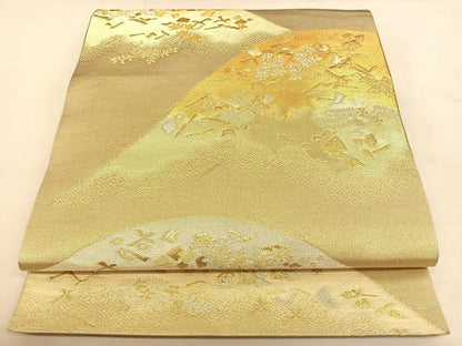 平和屋着物◎六通柄袋帯　唐織　遠山花鳥文　金銀糸　三越扱い　正絹　逸品　BAAW7283qw