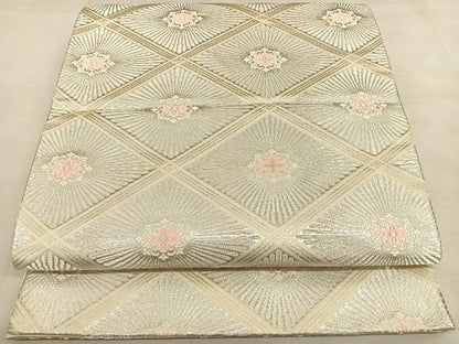 平和屋着物◎六通柄袋帯　唐織　花菱文　銀糸　正絹　逸品　BAAW7289qw