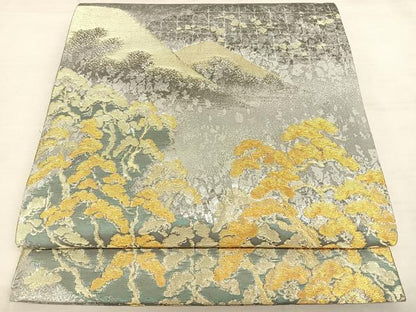 平和屋着物◎六通柄袋帯　唐織　遠山枝松文　金銀糸　正絹　逸品　BAAW7290qw