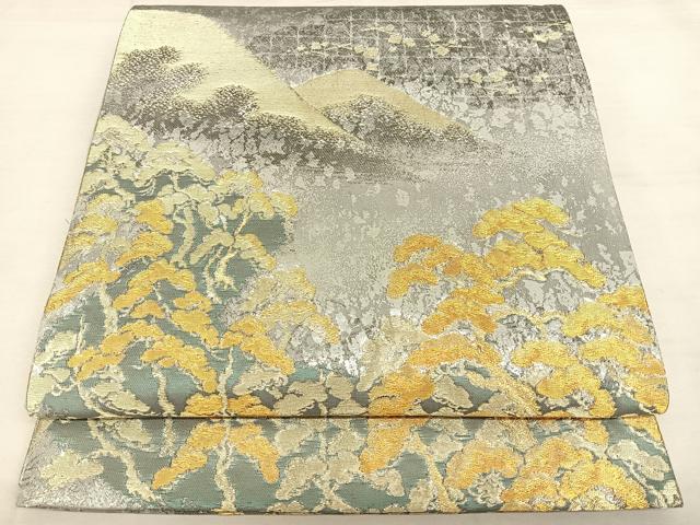 平和屋着物◎六通柄袋帯　唐織　遠山枝松文　金銀糸　正絹　逸品　BAAW7290qw